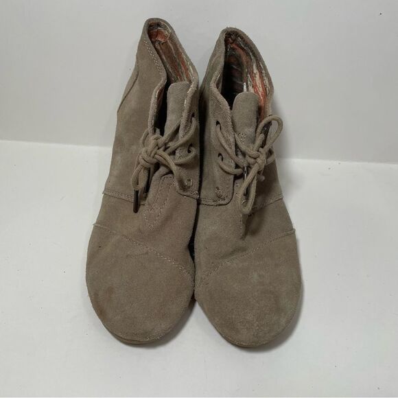 Toms Taupe Wedge Ankle Booties - Picture 3 of 9
